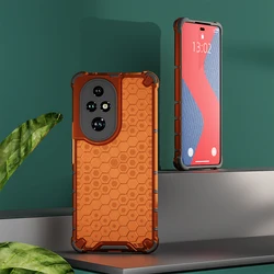 Shockproof Armor Phone Case - Transparent Honeycomb Design with Soft Silicone and PC for Honor 200 Pro (Orange)
