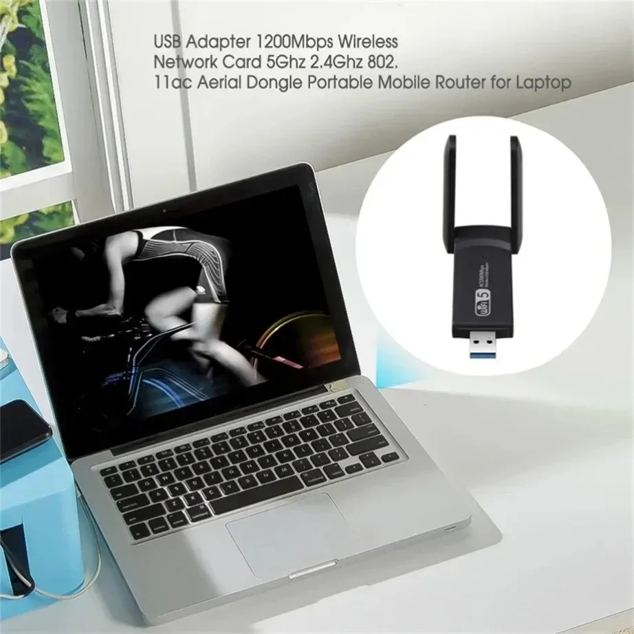 WiFi Adapter USB Network Adapter 1200Mbps Wireless USB Wifi Adapter Dual Band 5GHz 2.4Ghz 802.11AC RTL8812BU Wifi Antenna Dongle Network Card For Laptop Desktop