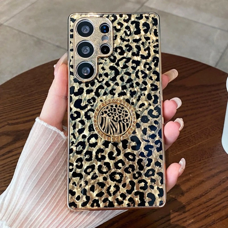 Luxury Leopard Print Stand Case - Shockproof 5G Protection Cover