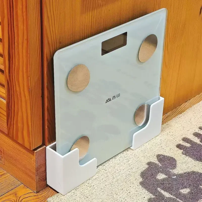 Wall-Mounted Scale Storage Rack - No-Trace Adhesive Bracket, Space-Saving Plastic Holder for Bathroom & Gym Scales - 5