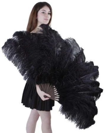 130CM Natural Ostrich Feather Fan 13Bone Handheld Dance Fan for Wedding Carnival Party Belly Dance Performance Photography Props