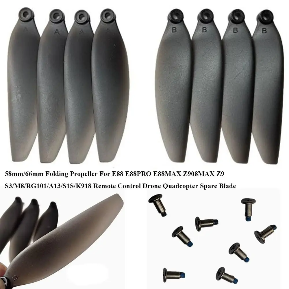 Universal Folding Propeller Blades Plastic Black Remote Control Parts 58mm/66mm Quadcopter Spare Blade