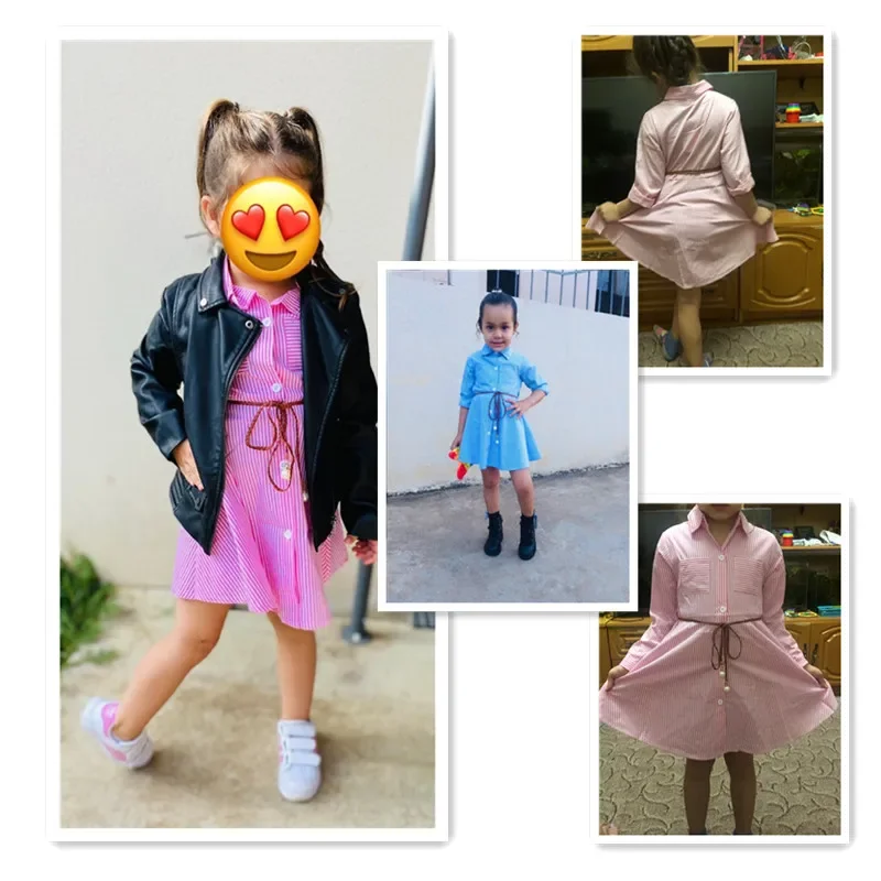 Girls Dress Spring Autumn Stripe Kids Cotton Long Sleeve Regular Style