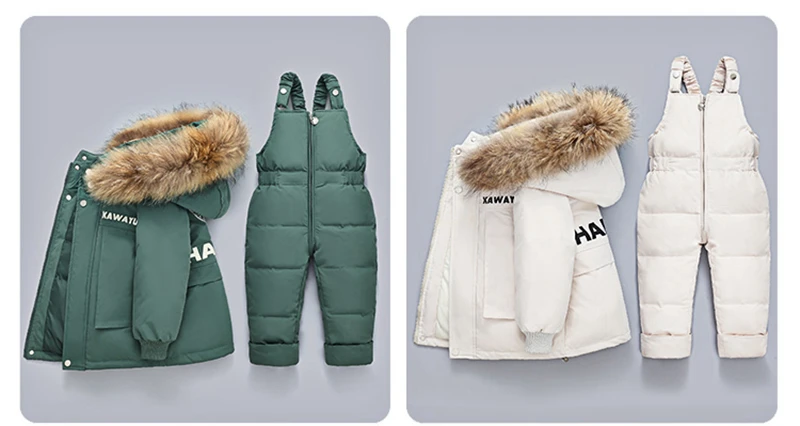 2PC Baby Snowsuit Set Winter Puffer Jacket And Snow Pants Kids Ski