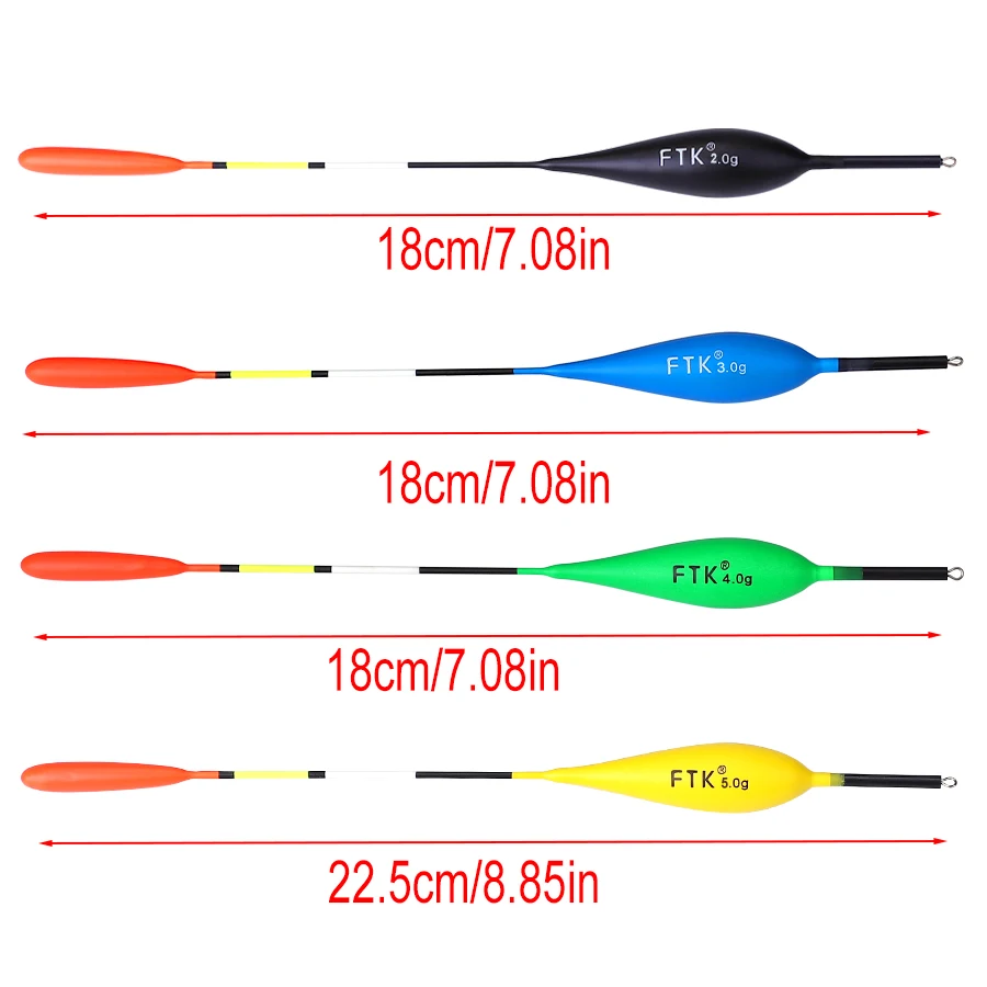 FTK 10Pcs/pack Colourful Fishing Float Size 2g-5g Barguzinsky Fir Floats Vertical Buoy Fishing Float Bobber Fishing Tackle Pesca