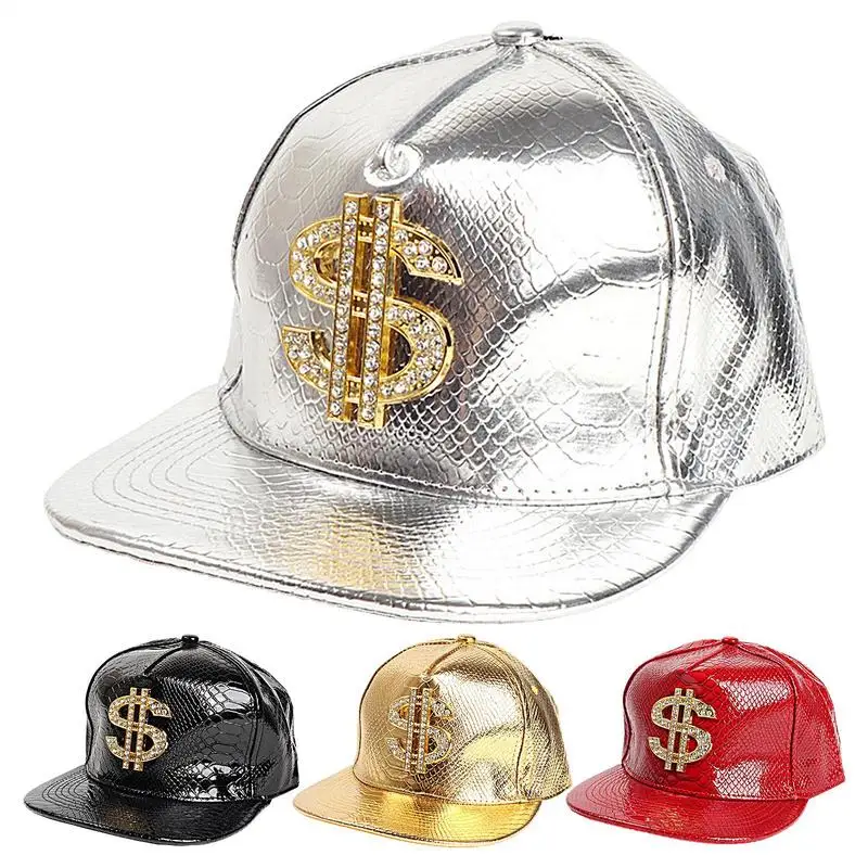 Crocodile Hip-hop Gold Dollar Sign Flat Brim Caps Fashion Break dance Street dance Hip Hop Fitted Caps Youth Tide Baseball Caps Baseball Hat