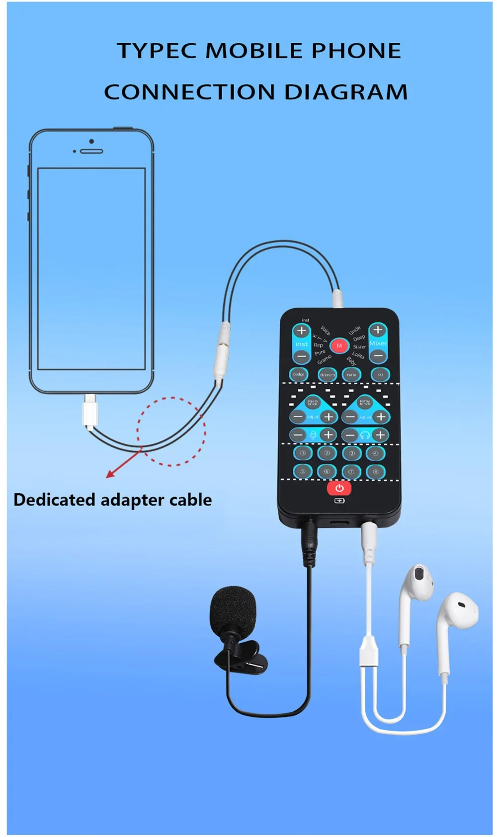 M10 Mini Voice Changer Card 8 Sound Effects Support Multi Function  Male Female