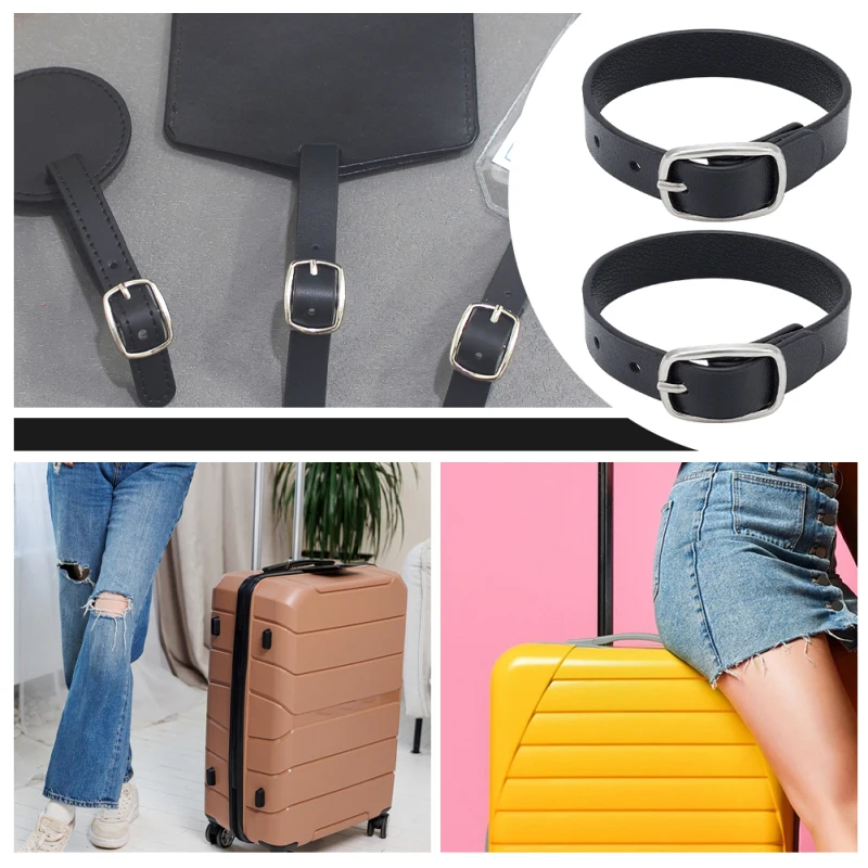 Kilt Extender Buckle 4 Pcs Black Kilt Extender Buckle Straps 7.56x0.71x0.28 Inch PU Imitation Leather Luggage Straps Suitcase Belts for Tight