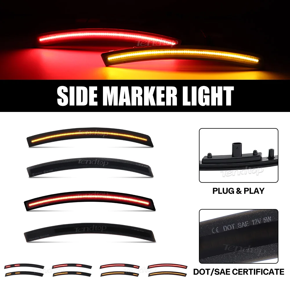 Chevrolet Corvette C7 2014-2019 펜더 플레어 램프 앰버 레드 자동차 조명에 대 한 4Pcs LED 자동차 전면/후면 펜더 사이드 마커 조명