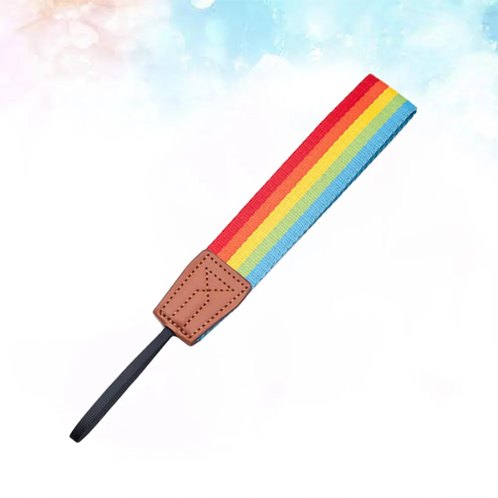 범용 카메라 손목 스트랩 레인보우 스트라이프 디지털 카메라용 강화 안전 스트랩 휴대용 기기 안전 그립 솔루션