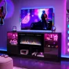 Fireplace TV Stand with 36” Electric Fireplace, 70” TV Console Stand for TVs Up to 80", LED Light Entertainment Center 1