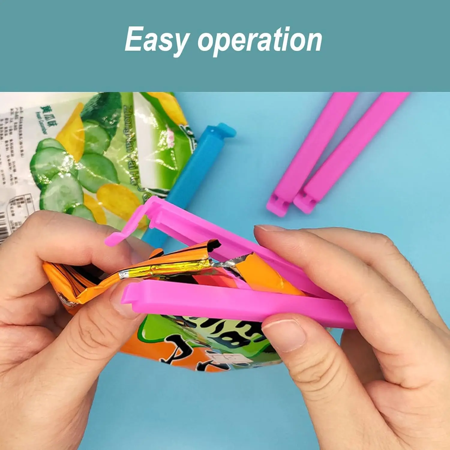 Clips de plástico para sellado de bolsas de aperitivos, almacenamiento de cocina, artículos de organización, accesorios, 50/5 piezas - Imagen 3