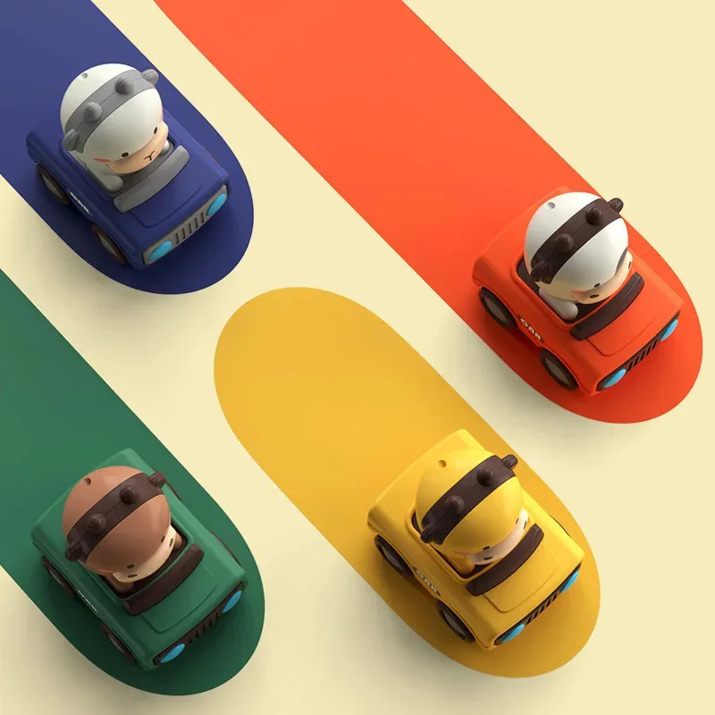 Cartoon Figure Friction Toy Cars, No Battery Push & Go Sliding Vehicles for Kids Age 1-3, Fun Baby Toys for Fine Motor Skills - 4