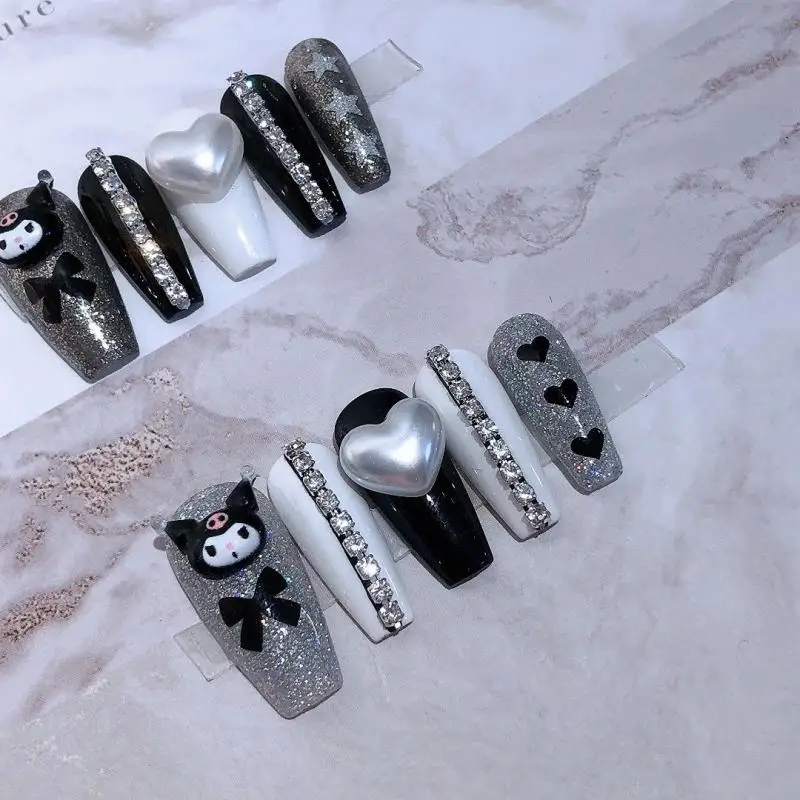 

Kawaii Sanrio Wearable Nails Patches Kuromi Accessories Cute Beauty Cartoon Anime Handmade Decoration Toys for Girls Gift