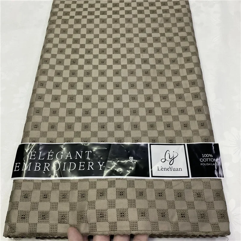 

5 ярдов, нигерийская 100% хлопчатобумажная полированная ткань, Высококачественная швейцарская вуаль, кружевной материал для мужчин, Дубайский стиль 14L362805