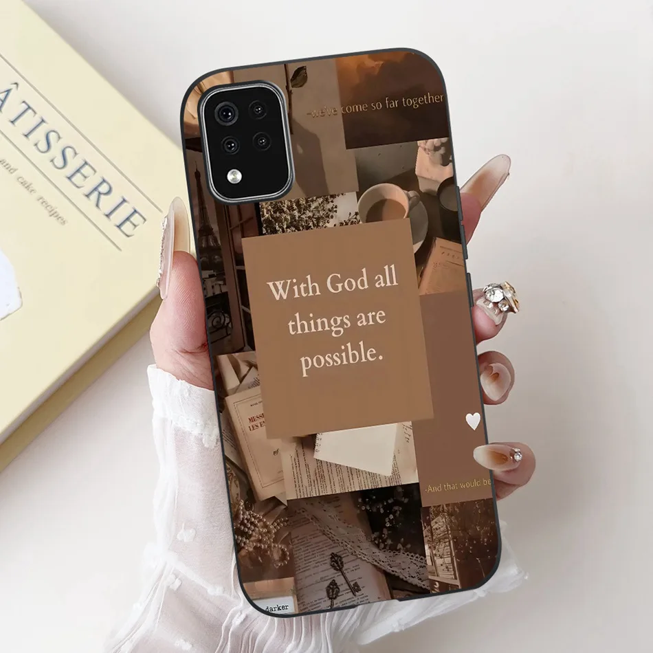New Cute Cartoon Floral Phone Case, Black Silicone Soft Cover