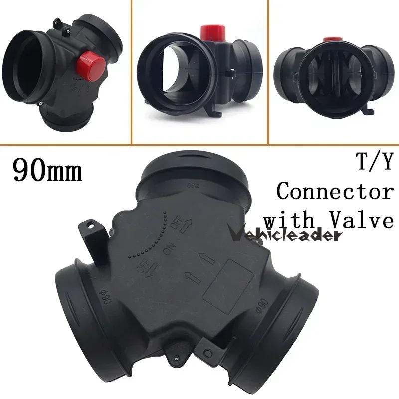 90mm Vavle Flap Parking Air Diesel Heater Vent Ducting Exhaust Pipe Joiner Connector Elbow Pipe Outlet for Eberspacher Webasto