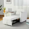 Convertible Chair Bed, 3-in-1 Multi-Functional Velvet Sleeper Sofa Pull-Out with Hidden Side Table (White) Children's Sofas 1