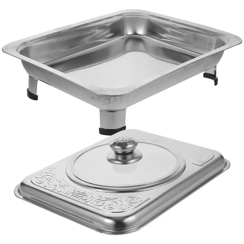 Stainless Steel Food Warmer Chafing Dish Food Tray Chafer Set Pan Dishes Warmer Server Warmers Metal Pot Pans Catering Warming Trays