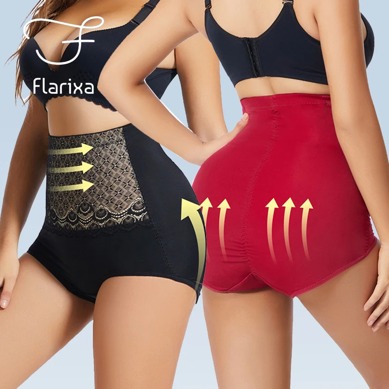 

Flarixa Seamless Women Flat Belly Shaping Panties High Waist Tummy Control Pant Breathable Lace Underwear Warm Palace Underpants