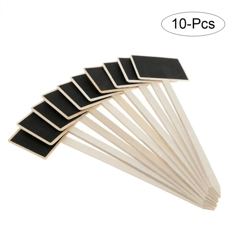 10pcs Mini Wooden Chalkboard Plant Labels Markers for Flower Pot Seed Potted Herbs Vegetables Garden