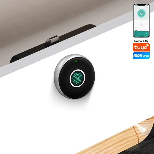 สังกะสีอัลลอยด์ Tuya APP ลายนิ้วมือ Biometric ล็อคอิเล็กทรอนิกส์สําหรับเฟอร์นิเจอร์ลิ้นชักตู้ locker สมาร์ทล็อคอัจฉริยะ 1