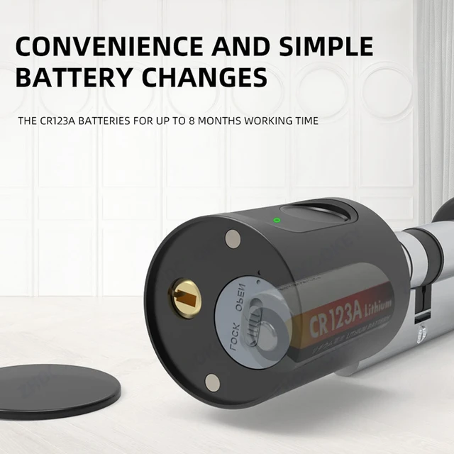 Smart Lock Cylinder Tuya BLE Europe Biometric Fingerprint IC Card APP Keyhole Invisible DIY Extension Size Electronic Door Locks 4