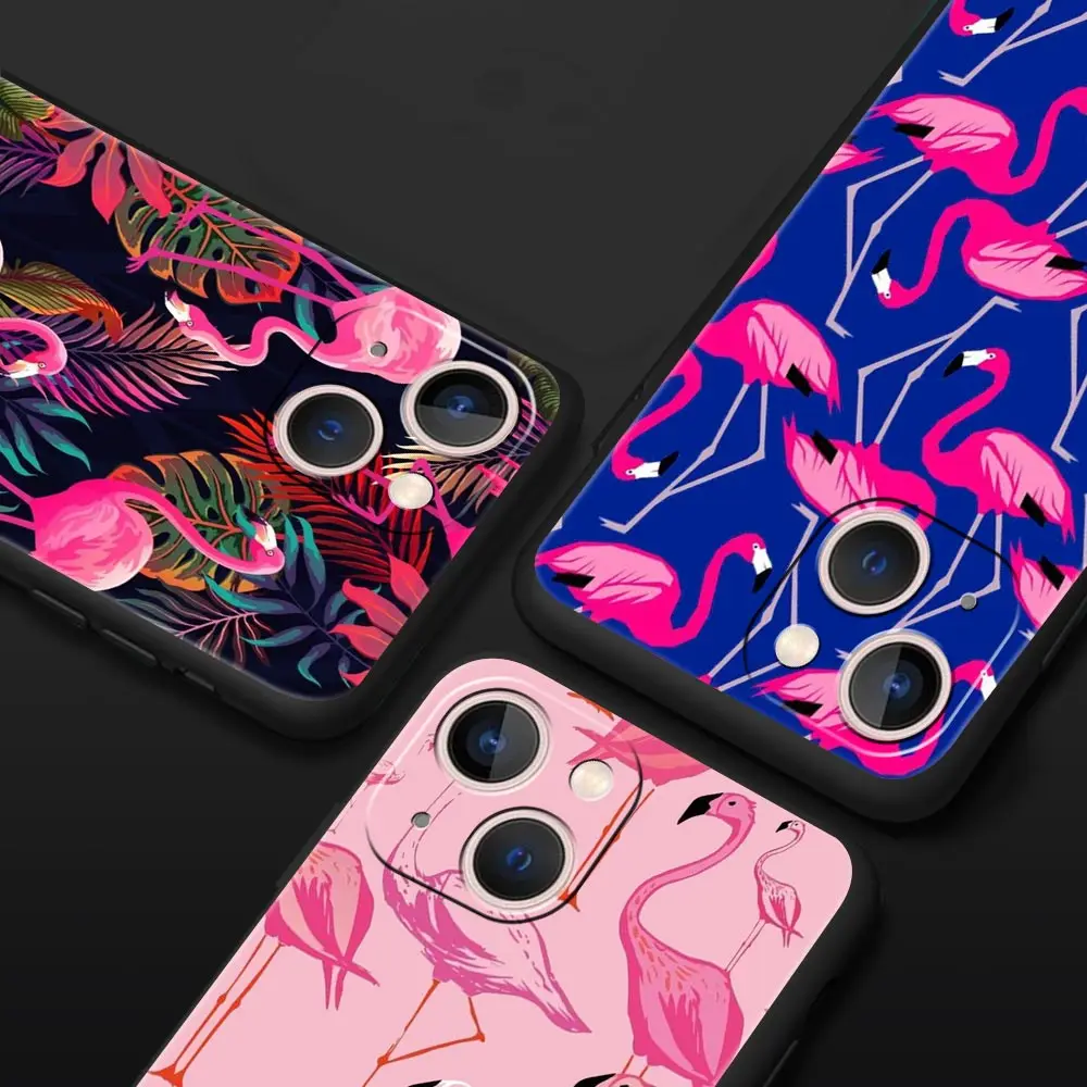 Flamingo Luxe Silicone Shockproof Phone Case - Pink Red