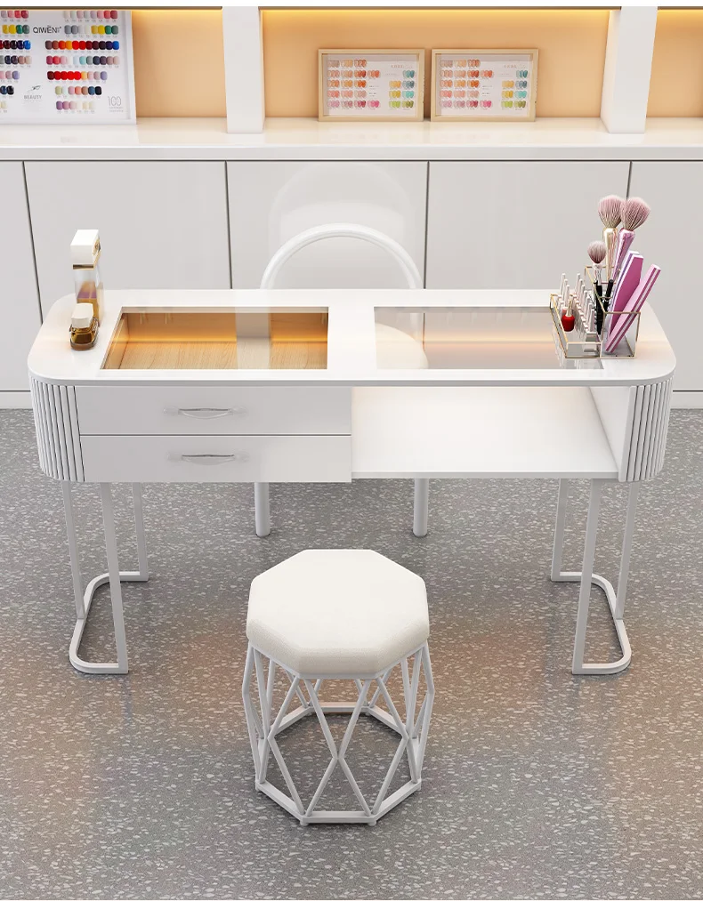 Kawaii European Nail Table Workstation Accessories Barbershop Reception Nail Table Designer Marble Tavolo Per Unghie Furniture