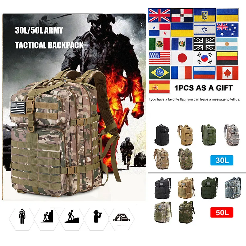 

30L/50L Tactical Backpack Men Multifunctional Bag Military Backpack Rucksacks Army Outdoor Camping Trekking Hunting Bag