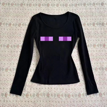 Y2K Streetwear Long Sleeve Vintage Harajuku Gothic Hip Hop Emo Girl Grunge Punk Women's Casual Tee Sexy Slim Chic Print Crop To 1