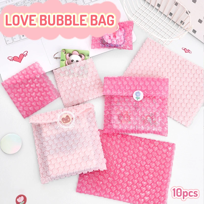 

10PCS Ins Style Pink Thicken Heart Bubble Bags Girls Stationery Packing Bag Shockproof Envelope Mailer Courier Shipping Bags