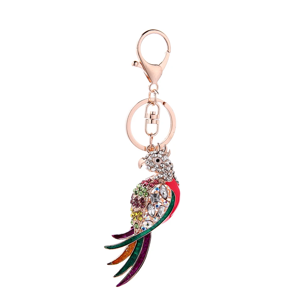 

Cute Parrots Shape Keychain Lightweight Alloy Pendant For Bags Car Keys
