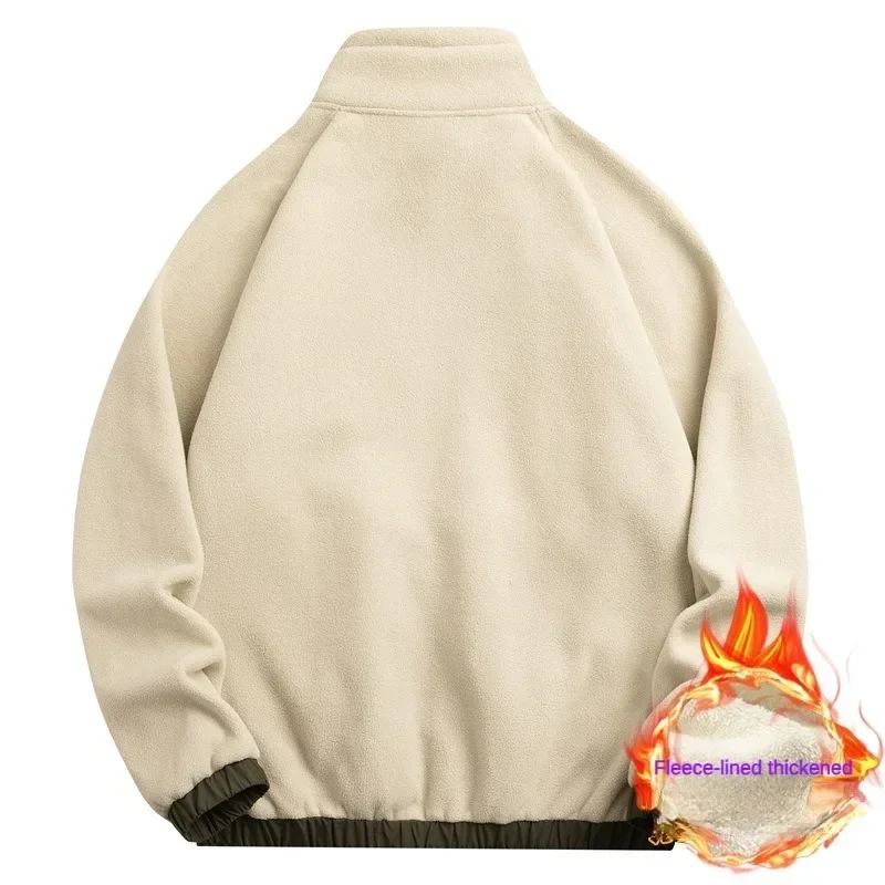 New lamb fleece jacket men autumn and winter large size fleece Zipper Thickened Casual Overcoat Winter Jacket Men Jacket