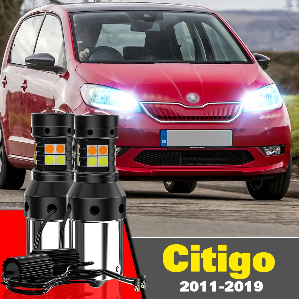 For Skoda Citigo Citigo-e Accessories 2011-2019 2020 2013 2014 2015 2pcs  LED Dual Mode Turn Signal+Daytime Running Light DRL - AliExpress