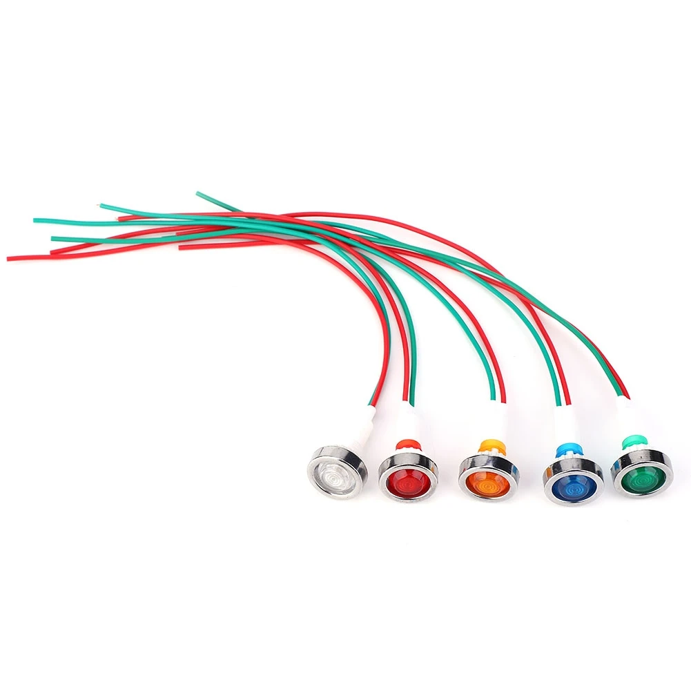 15개 DC12V 10mm LED 파일럿 램프 전원 표시등(와이어 케이블 포함)