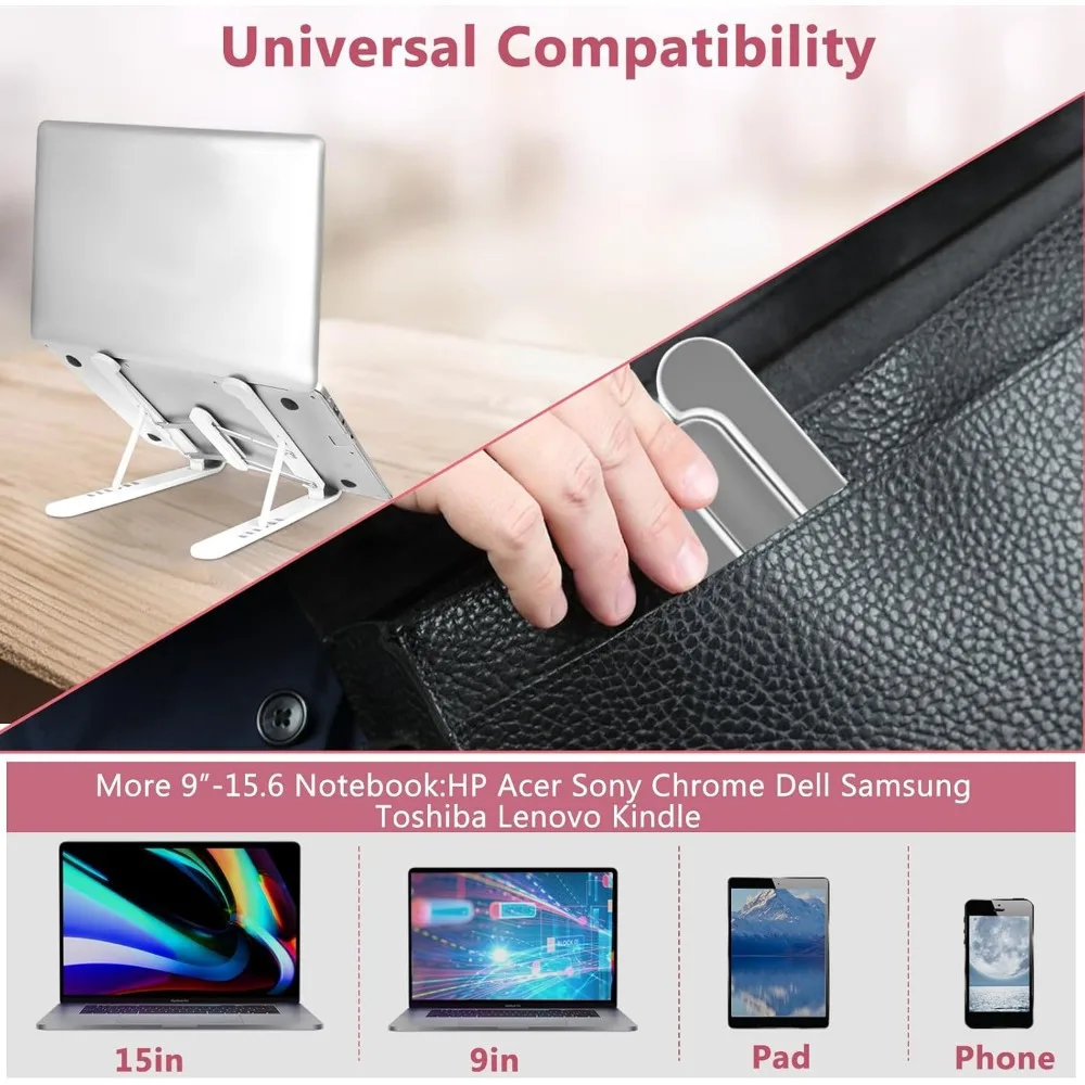 Portable Laptop Stand, Adjustable Laptop Stand Lifter Computer Stand for Desktop (White)