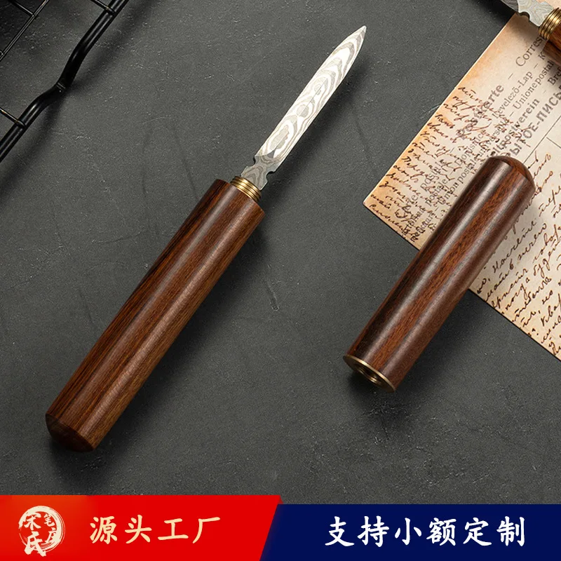 16CM Vintage Metal Letter Opener Cutter Sword Sandalwood Knife Handle Knife Weapon Collection Boys Toys Stationery