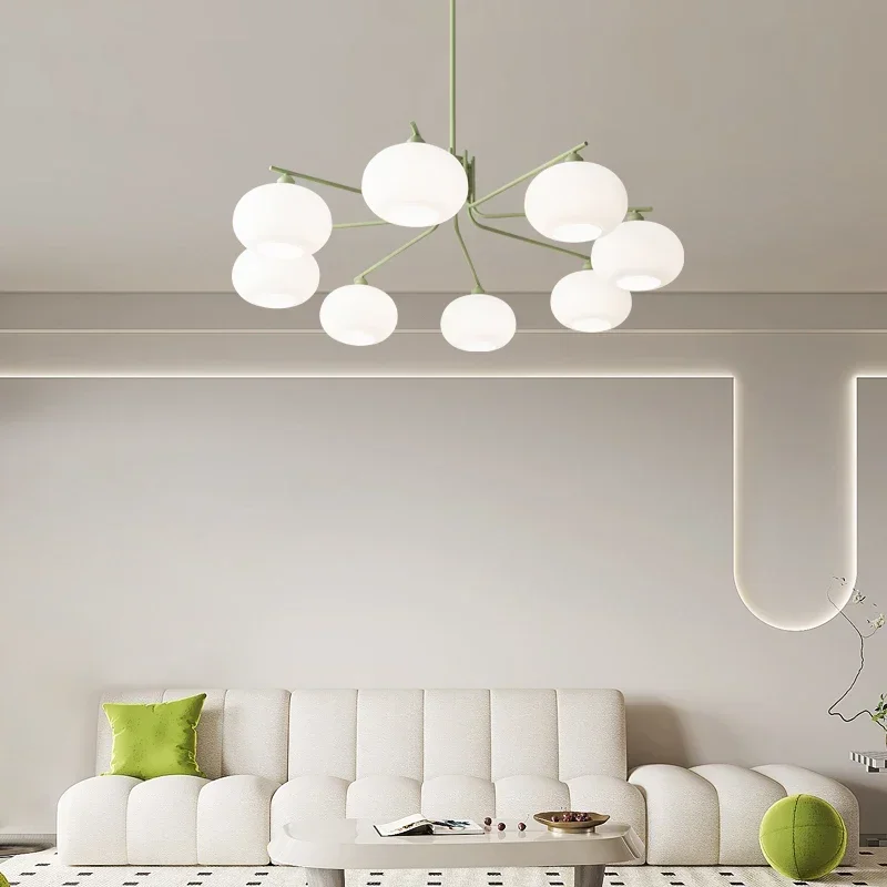Antique Persimmon Chandelier Nordic Style Living Room Pendant Lamp Dining Room Bedroom LED Lamp Restaurant Chandelier Green