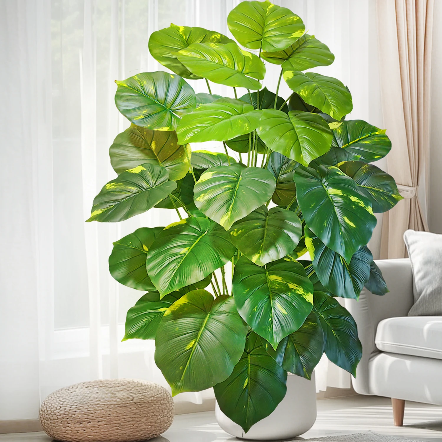 60-135cm(51.9in) Artificial Monstera plastic fake plant pot ornamental festival suitable for home office decoration 4