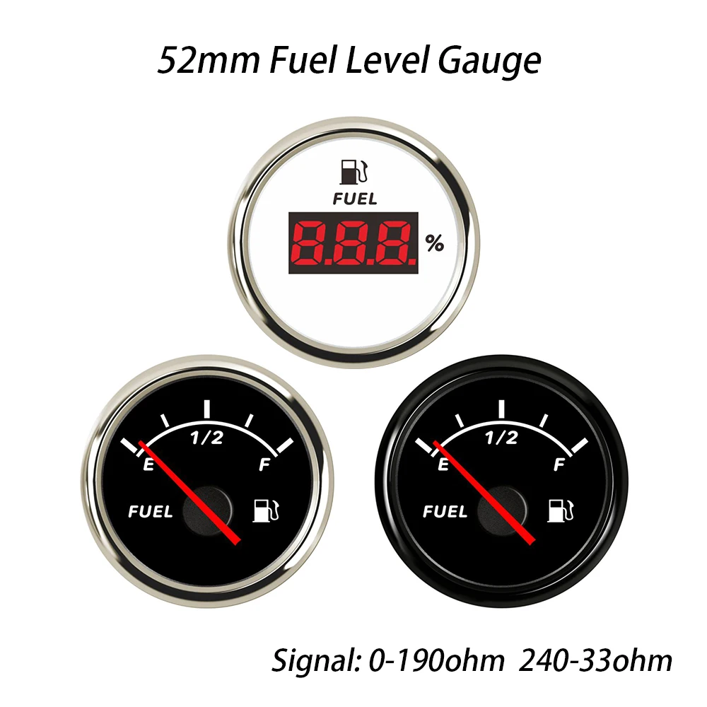 

Новый водонепроницаемый датчик уровня топлива 52 мм 0-190 Ом 240-33 Ом сигнал с красной подсветкой 9 ~ 32 В для RV автомобиля лодки яхты