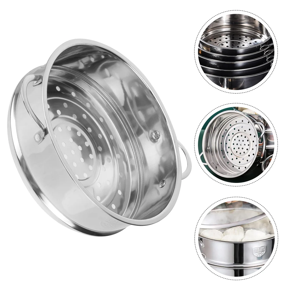

Stainless Steel Steamer Kitchen Steaming Rack Multi-Function Basket Wooden Tool