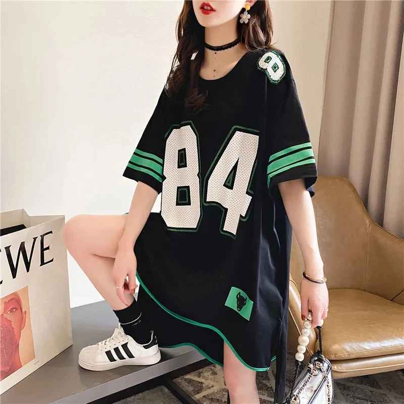 

Women Long T Shirts Summer Irregular T Shirt Half Sleeve Basketball T Shirt Boyfriend T-shirts Round Neck Top