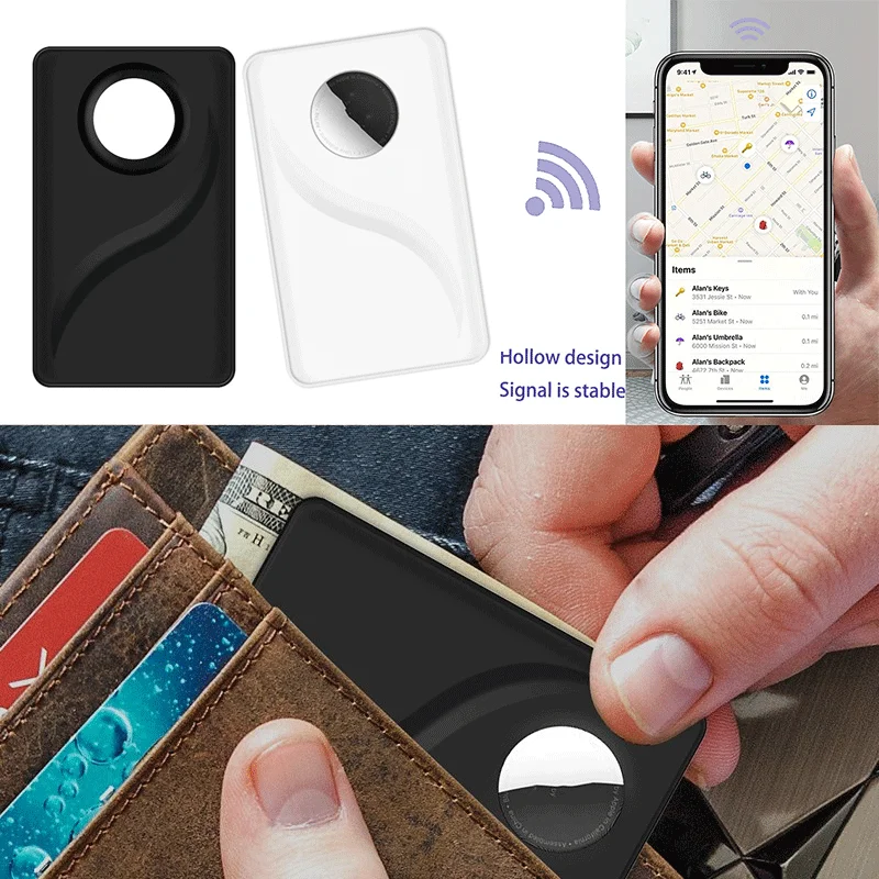 GPS Locator Key Finder Anti Lost Tracker Anti Lose Tracker Item Locator Anti Lost Locator Key Chain Locator For Apple AirTags Case Wallet Tracker Card Protection for Airtag Tracker Case Anti-Lost Wallet Clip Air Tag Accessories