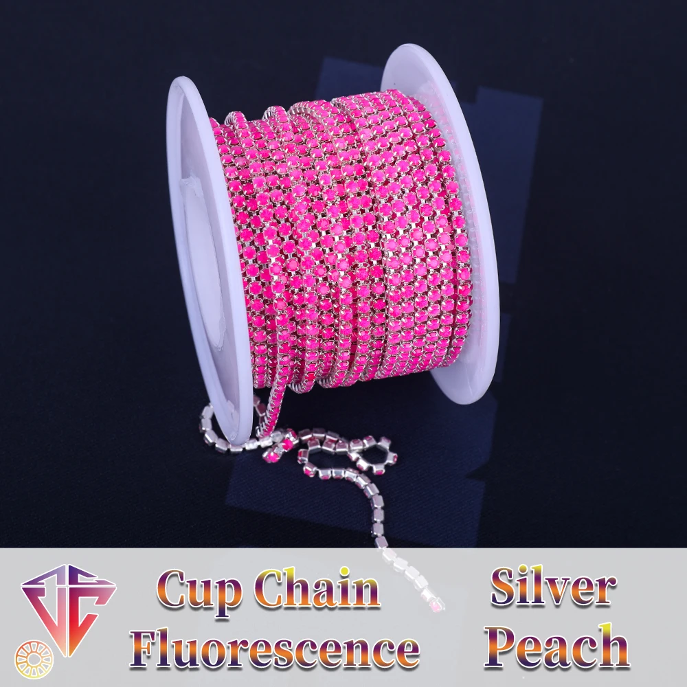 VC Fluoreszierende Mocha Strassketten für Bekleidung, Glas-Strass-Ketten mit Silber/Gun Black/KC Gold Basis – Detail 5