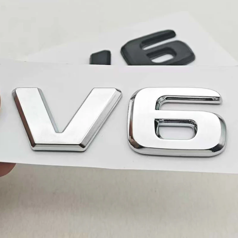 3D ABS 자동차 문자 로고 V6 배지 스티커 리어 트렁크 엠블럼 데칼 메르세데스 벤츠 GLE ML SLK 클래스 W204 C280 자동차 액세서리