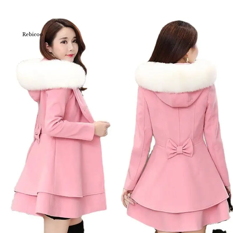 

Высококачественное новое пальто средней длины, женское модное пальто с воротником из искусственного меха, одежда сезона осень-зима 2022, шерстяное элегантное женское пальто