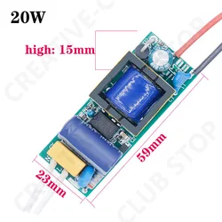 Universal LED Driver Power Supply with Adjustable Wattage and Constant Current Control (20W)