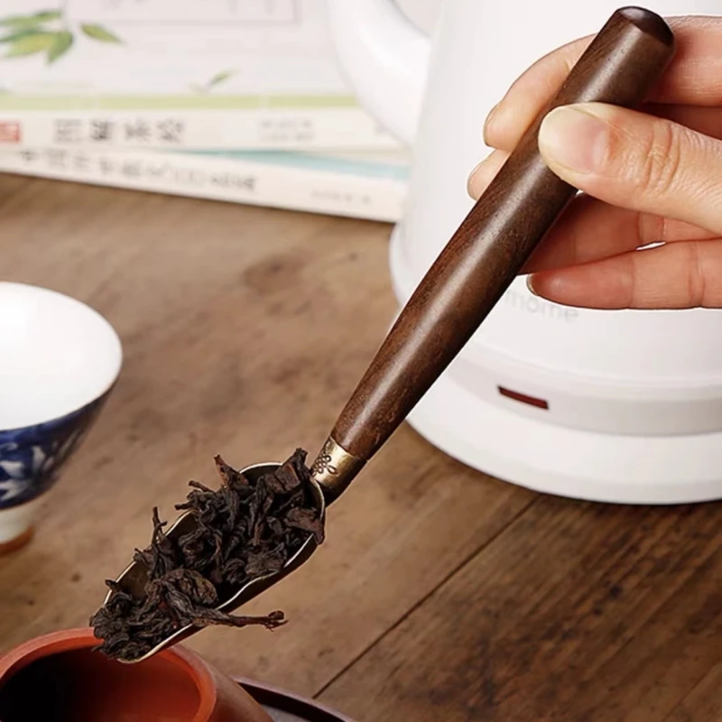 Tea Spoon Ebony Teaspoon Solid Wood Retro Creative Tea Shovel KongFu Ceremony Accessories Gift 1pcs tea spoons