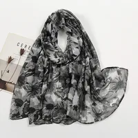 Cotton Linen Scarf for Sun Protection, Floral Print with Soft Touch Scarf, Fashionable and New 1